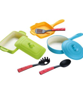 Speelgoed kookset met kleurrijke pan, grillplaat en keukengerei voor kinderen Playgo Grilpannen Set met Accessoires