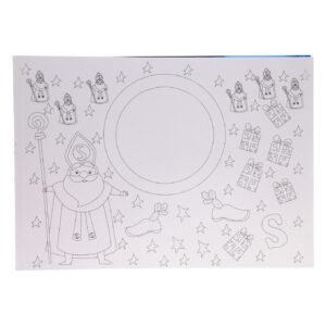 Sinterklaas kleurplaat placemat met cadeautjes en sterren