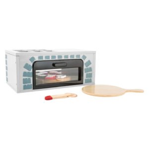 Compacte houten pizza oven speelgoed met pizzaschep en tang