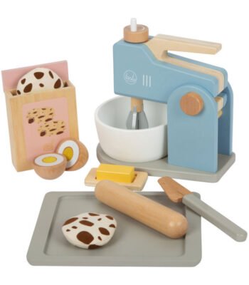 complete houten speelgoed bakset met mixer deegroller en accessoires Houten Mixer Set