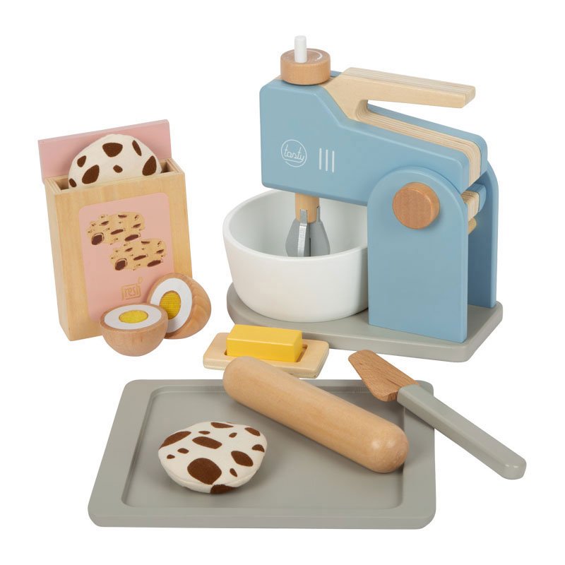 complete houten speelgoed bakset met mixer deegroller en accessoires. Small Foot Houten Mixer Set