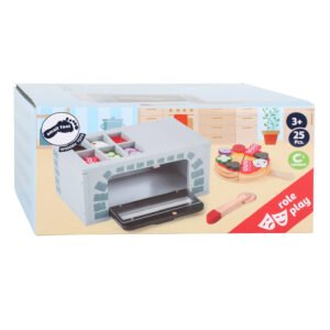 Verpakking houten pizza oven speelgoed set voor kinderen 3 jaar
