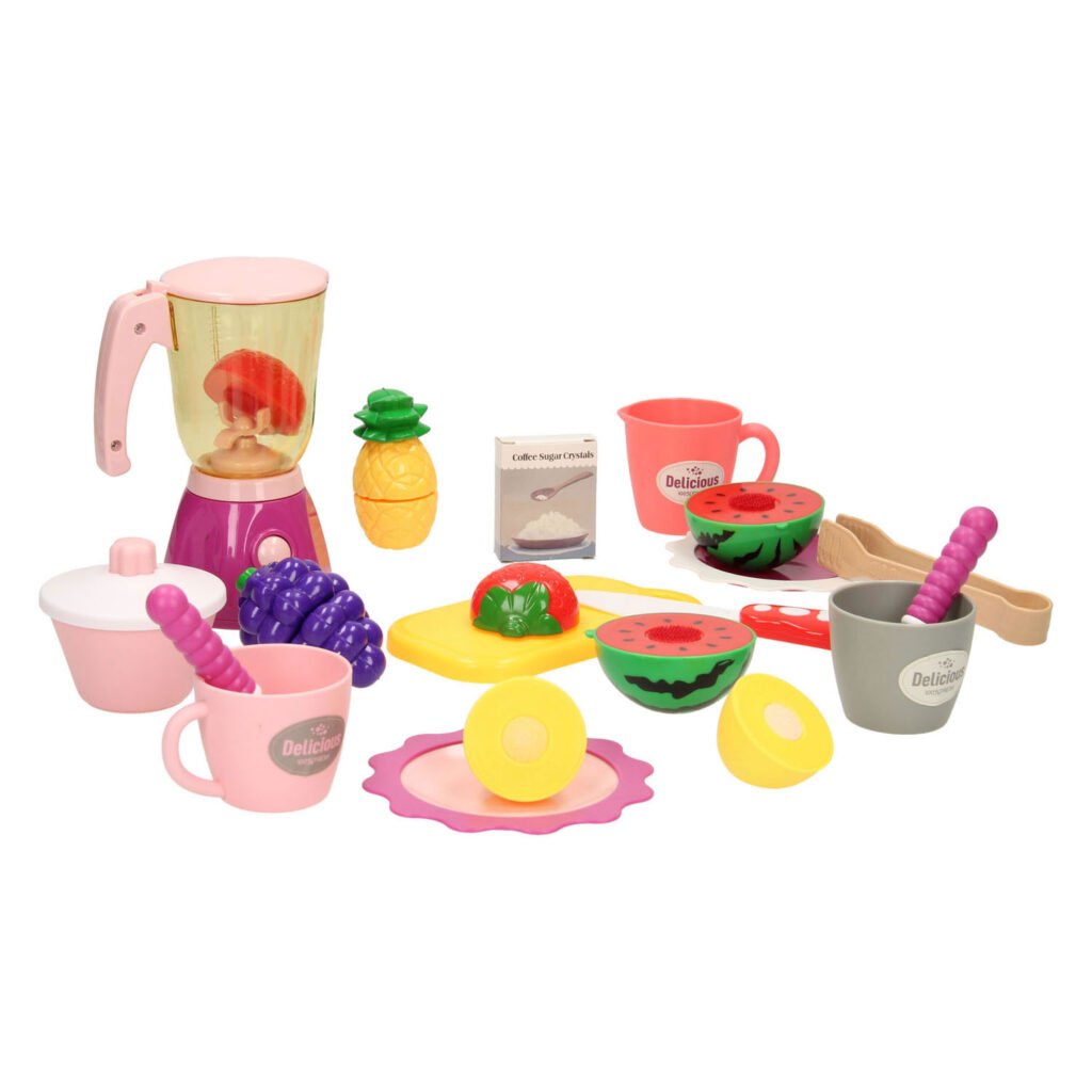 Speelgoed sapmaker set met blender en fruitstukken voor rollenspel kinderen Juice Shop met Blender