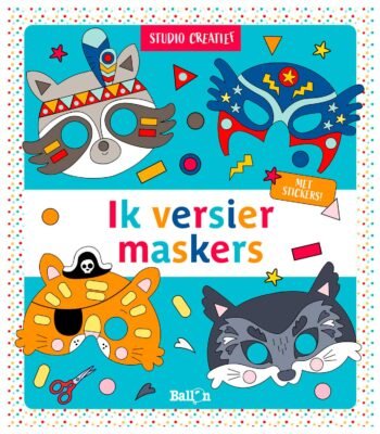 Vrolijke knutselset voor kinderen met dierenmaskers en stickers Ik Versier Maskers