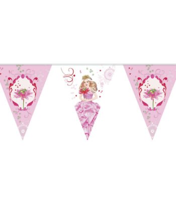 Vlaggenlijn Prinses van 10 meter roze feestdecoratie voor Prinsessenfeest