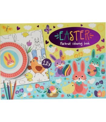 Kleurrijke Easter placemat colouring book met konijnen en paaseieren Placemats Kleurboek Pasen