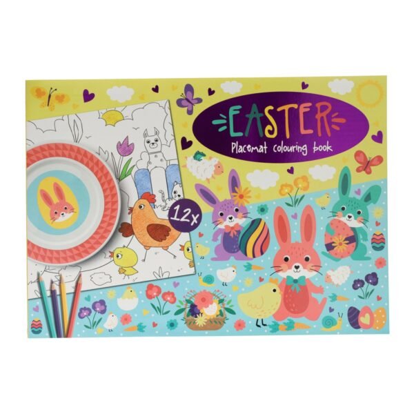 Kleurrijke Easter placemat colouring book met konijnen en paaseieren Placemats Kleurboek Pasen