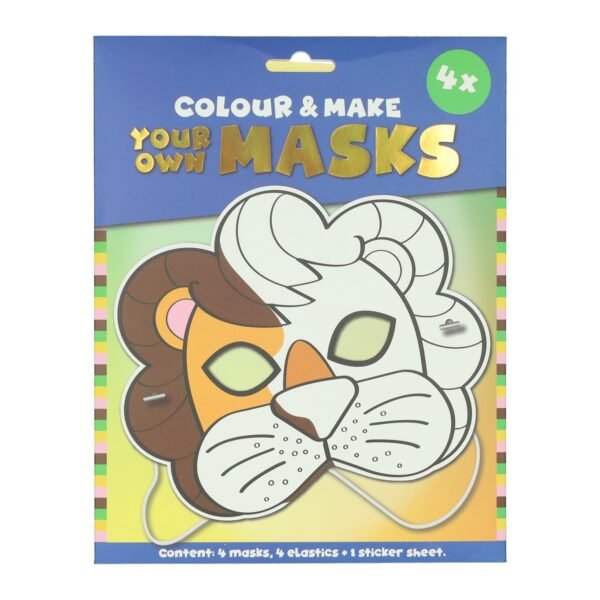 kleur en maak je eigen maskers set met leeuwenmasker voorkant Kleur je eigen Masker Leeuw