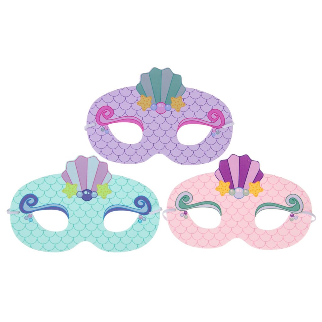 Foammasker Zeemeermin set maskers in paars roze en turquoise