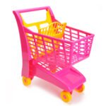 Speelgoed winkelwagen in roze en geel kunststof Winkelwagen Roze