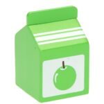 Groene houten speelgoed melkpak met appel illustratie Bigjigs Houten Pak Appelsap