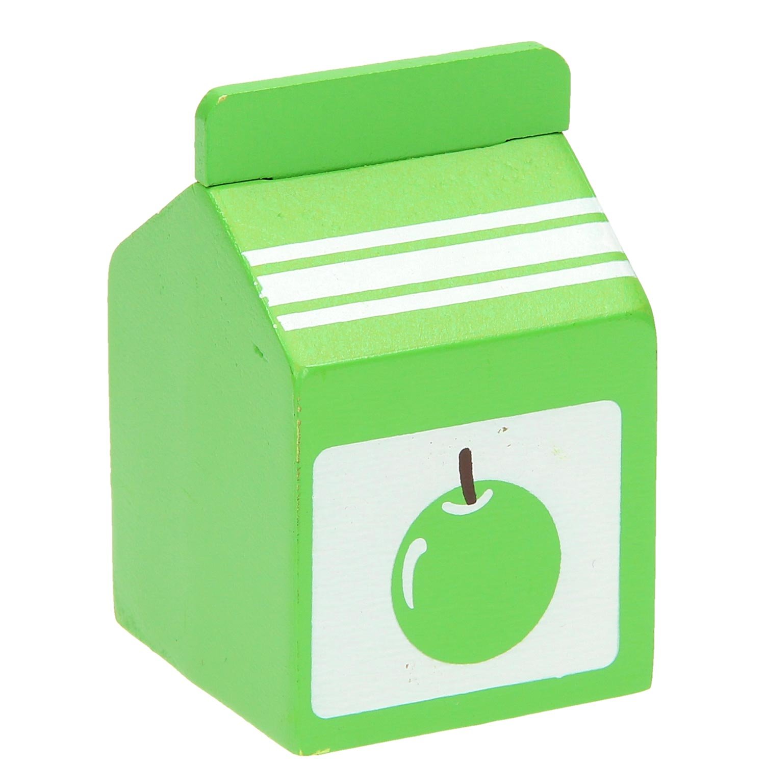 bigjigs-groen-houten-speelgoed-melkpak-appel Groene houten speelgoed melkpak met appel illustratie Bigjigs Houten Pak Appelsap