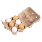 Open eierdoos met bruine en witte eieren Bigjigs Kartonnen Doosje met Houten Eieren