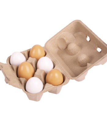 Open eierdoos met bruine en witte eieren Bigjigs Kartonnen Doosje met Houten Eieren