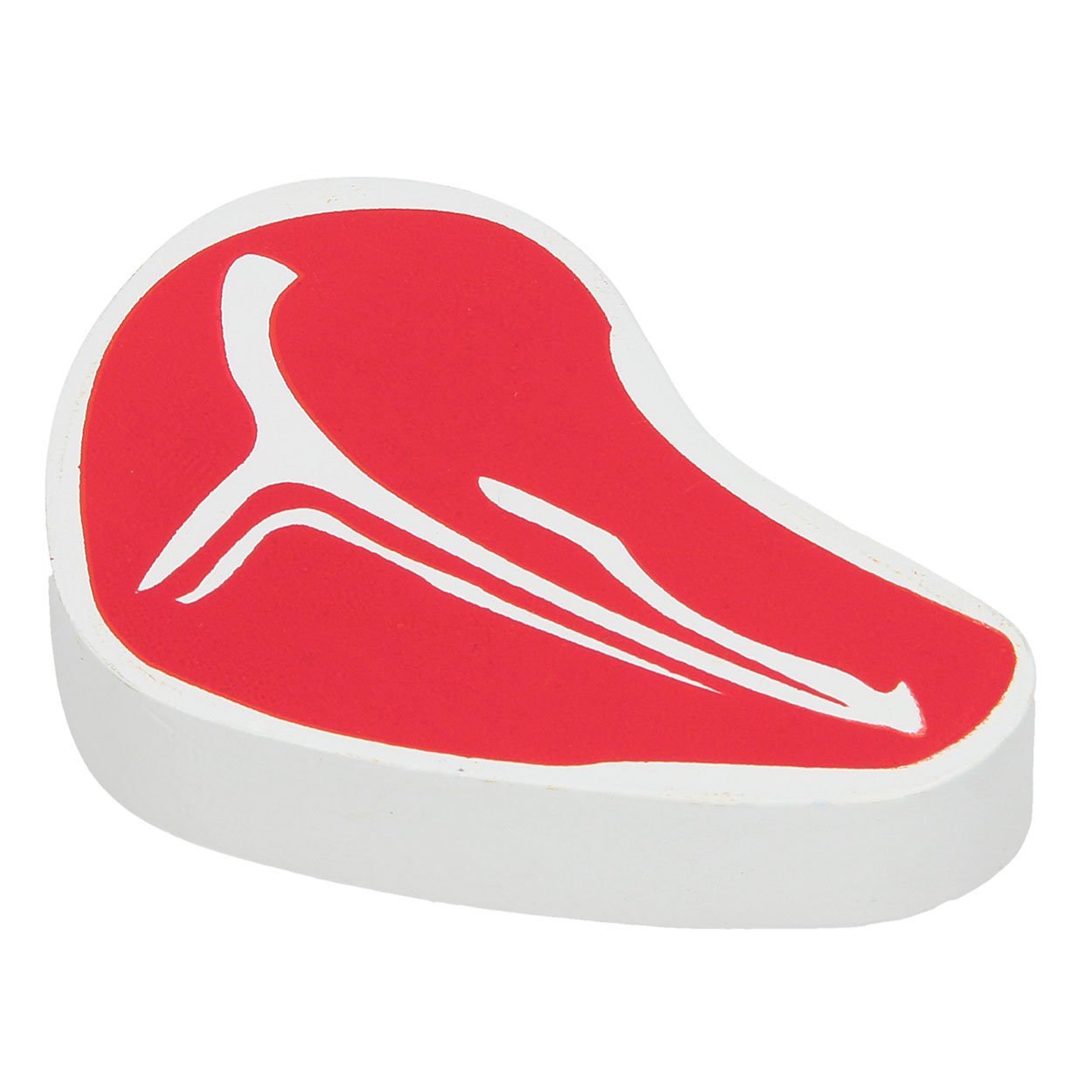 bigjigs-rode-gum-vleesvorm-wit-botmotief. Rode gum in de vorm van een stuk vlees met wit botmotief Bigjigs Houten Vlees