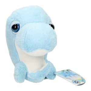 Blauw dolfijn knuffeldier met zachte pluche en zichtbare verpakking op witte achtergrond Knuffel Big Head Pluche Dolfijn