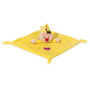 Bumba knuffeldoekje geel met zachte pluche clown