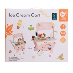 Doos van houten ice cream cart speelgoed met 40 onderdelen