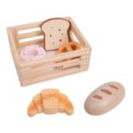 Houten speelgoed bakkerijset met brood, donut en croissant Classic World Houten Krat met Brood