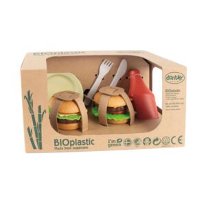 Verpakking van bioplastic speelgoed hamburgerset voor kinderen