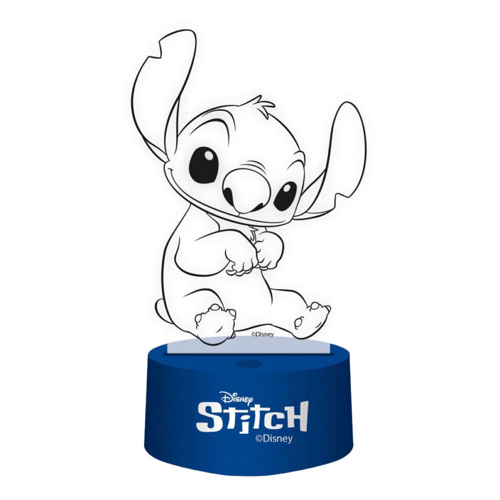 3D lamp met afstandsbediening Stitch wit ontwerp met blauwe standaard