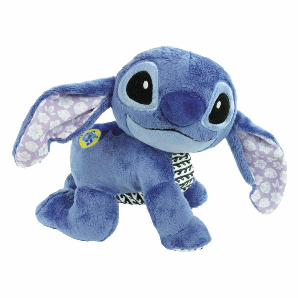 Clementoni Baby - Disney Stitch Kruipende interactieve knuffel met zachte blauwe vacht