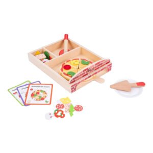 Kinder pizza speelgoedset van hout met accessoires