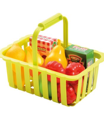 Groene speelgoed winkelmand met speelgoed groente en fruit Chef Winkelmandje met Accessoires