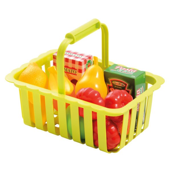 Groene speelgoed winkelmand met speelgoed groente en fruit Chef Winkelmandje met Accessoires