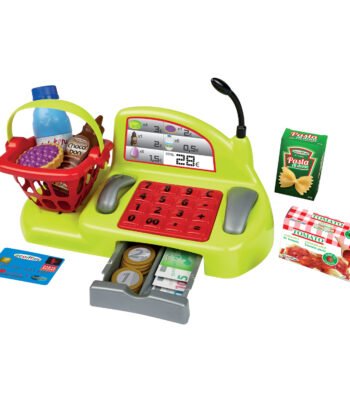 Kinder speelgoedkassa met winkelmandje, speelgeld en boodschappen accessoires Chef Kassa