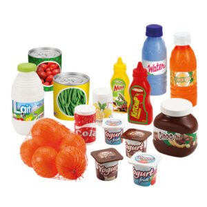 Speelgoed boodschappen set met melk, fruit, sauzen en yoghurt accessoires. Ecoiffier 100% Chef Snackbox