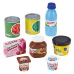 Speelgoed boodschappen set met blikjes, yoghurt en waterfles. Ecoiffier 100% Chef Boodschappen