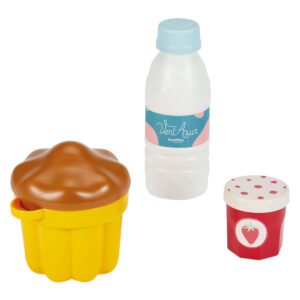 Speelgoed cupcake met melkfles en jam potje
