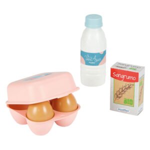 Speelgoed eierdoos met melkfles en bloemverpakking