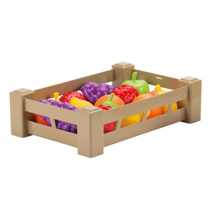 Speelgoed fruitkrat met assorted plastic fruit Ecoiffier 100% Chef Fruit en Groenten in Kratje