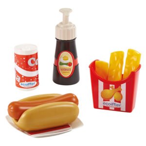 Speelgoed hotdog met friet, saus en frisdrank