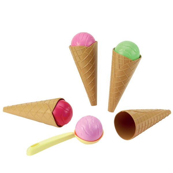 Speelgoed ijsjes met gekleurde bolletjes en wafelhoorntjes. Ecoiffier 100% Chef Ijsjes