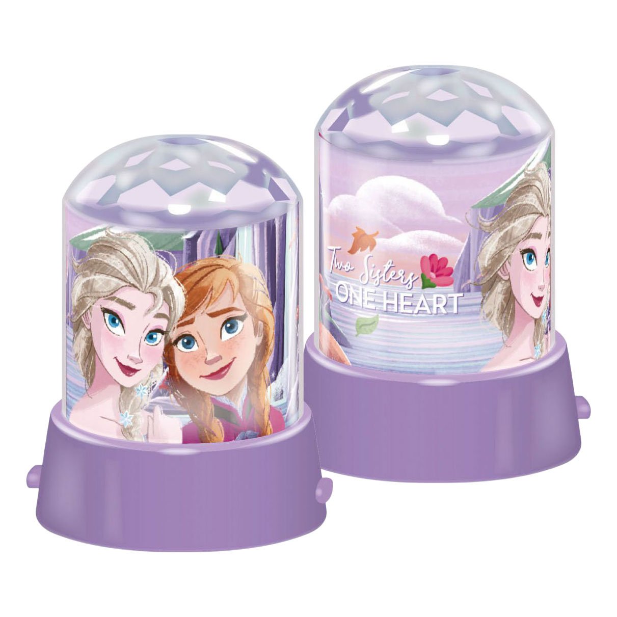 frozen-projectielampen-set-2 Projectielamp Frozen set van 2 paars met Elsa en Anna illustraties
