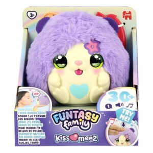 Funtasy Family Kiss Meez paarse interactieve knuffel in open displayverpakking