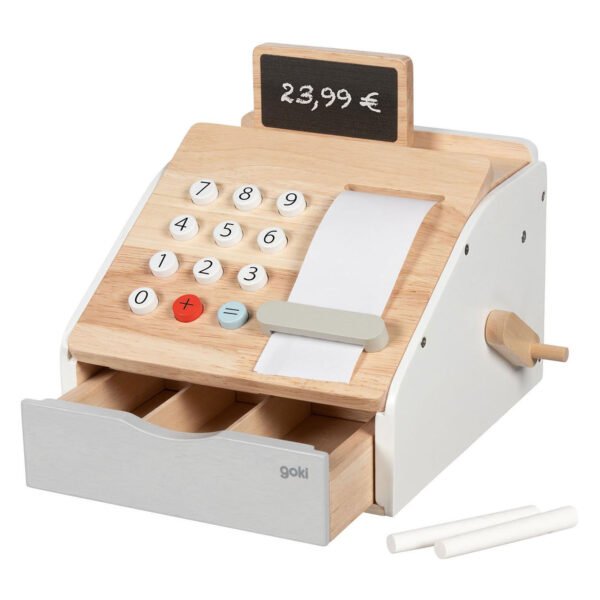 Goki Houten Speelgoedkassa met Geluid 4dlg.