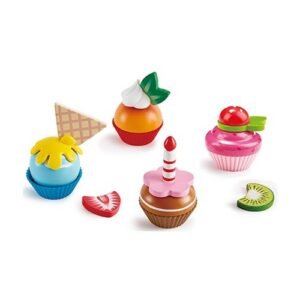 Kleurrijke Hape Cupcakes speelgoed voor kinderkeuken