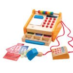 Hape houten speelgoed bankkassa met scanner en speelmunten Hape Houten Kassa