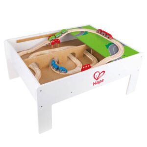 Hape Houten Speeltafel met houten spoorbaan en treinen in meerdere kleuren