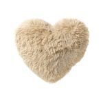 Textino Hart Kussen - Bleached Sand Beige. Een hartvormig beige sierkussen met lange zachte shaggy vezels