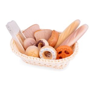 Woet Houten Broodmandje Speelset met broodjes en donuts