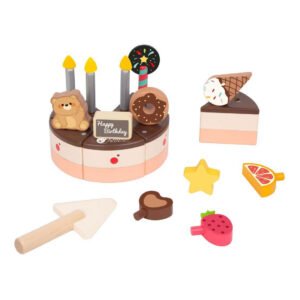 Complete houten chocoladetaart speelgoedset met accessoires