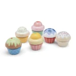 Woet Houten Cupcakes Set voor kinderen met kleurrijke glazuur toppings