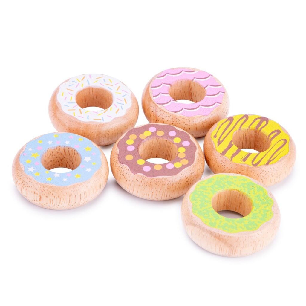 Woet Houten Donut Set met verschillende decoraties