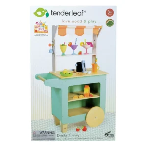 Tender Leaf houten dranktrolley speelgoed voor kinderen in verpakking