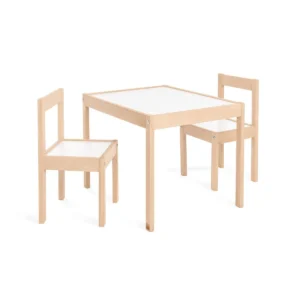 Volledige Pinolino Kindertafel en Stoel Set Olaf met twee stoelen, wit tafelblad en beukenhouten frame